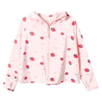 兒童款 涼感防曬外套 UPF50+  滿版粉草莓  XL  滿版粉草莓 粉色