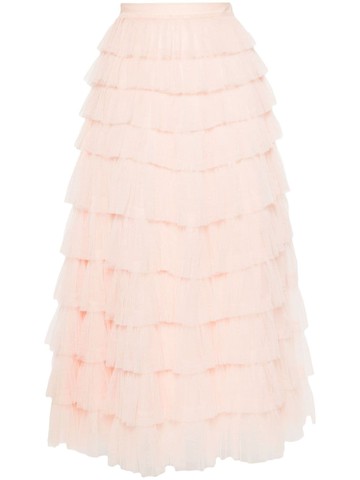 TWINSET - tiered tulle midi skirt - women - Polyester/Polyester - 38 - Pink