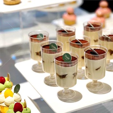 小酒杯透明甜品杯硬塑料小酒杯慕斯杯布丁杯高腳杯冰淇淋甜點杯子