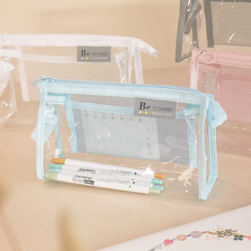 Be Myself－透明三角筆袋。JPC-157。收納