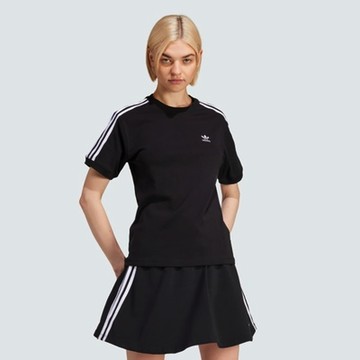ADIDAS ORIGINALS 愛迪達 阿迪達斯 三葉草 女短袖上衣-黑白色 3 STRIPE TEE-IU2420