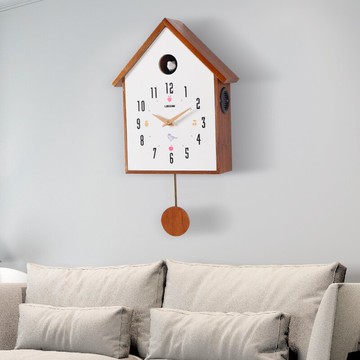 麗盛布谷鳥裝飾壁掛鐘客廳創意整點報時鐘表靜音掛表時尚石英鐘