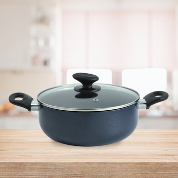 一品川流樂司廚品/多功能鑽石級不沾湯鍋-附蓋-24cm