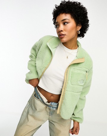 The North Face Heritage Extreme Pile zip up fleece jacket in sage green