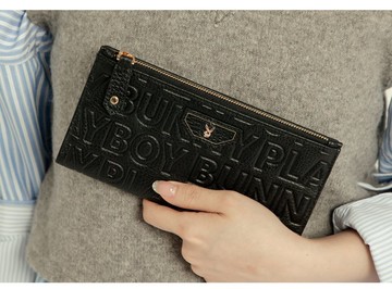 PLAYBOY - 壓扣長夾 Superb系列 - 黑色