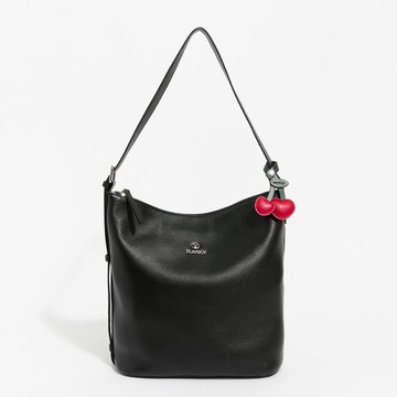 PLAYBOY - 大肩背包附長背帶 Midnight Cherry系列 - 黑色