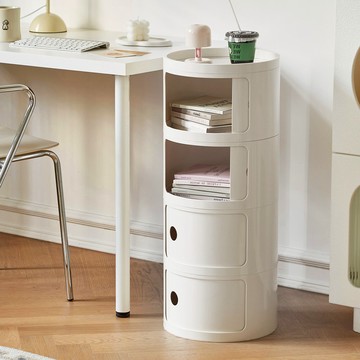 【AOTTO】免組裝北歐風圓形拉門四層收納櫃(AC-224)