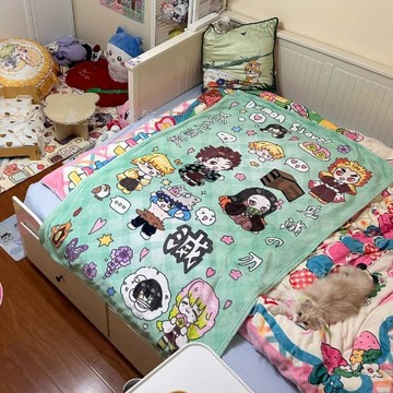 【臺灣-出貨】鬼滅空調毛毯生日禮物宿舍學生午睡法蘭絨毯子鬼滅之刃毯子03cF
