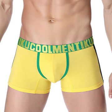 TIKU 梯酷 ~ 潮酷個性運動 棉柔超彈平口男內褲 -黃 (YC1263)