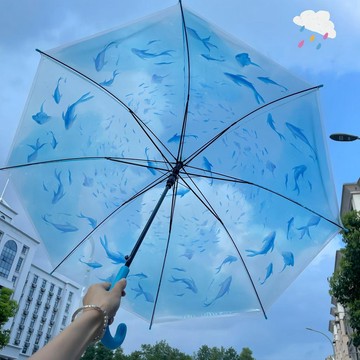 ✨動感 優選✨ 水族館聯名 透明雨傘 堅固抗風輕量高顏值小巧便攜摺疊水母傘女