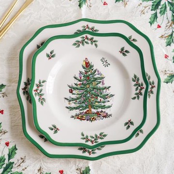 新品圣誕陶瓷方形餐盤 出口復古節日餐具家用水果平盤魚盤沙拉盤