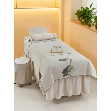 美容床罩四件套高檔水晶金絲荷蘭絨美容院歐式純全棉按摩網紅棉麻