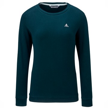 女款經典保暖圓領衫(A2TS2546W深藍/刷絨保暖/素面百搭/圓領保暖/中長版)