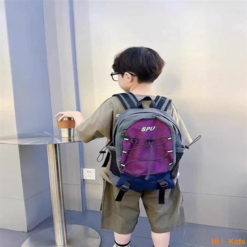 字母超帥氣兒童背包外出旅游爬山戶外雙肩包時尚綁帶男童書包輕便