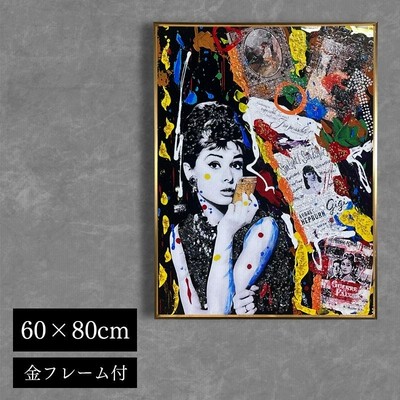 水晶パネル アートパネル 60×80cm ポップアート 偉人 金フレーム
