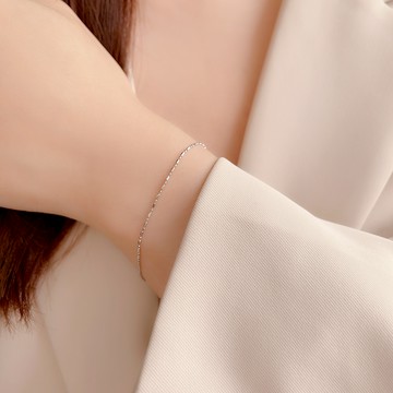 [全純銀.手鍊] 極簡小圓方塊手鏈 金色/銀色【UME】氣質款細手鏈/S925純銀手鏈