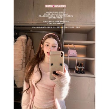 DoggyQin D級奢寵/100%山羊絨拉毛針織開衫修身百搭羊毛短袖上衣