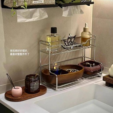 隔日✈️極簡風雙層置物架浴室洗手檯放化妝品沐浴露洗漱用品瀝水架收納架