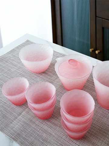 主人杯子功夫茶具套裝家用網紅2022款粉色女士磨砂蓋碗公道杯茶杯