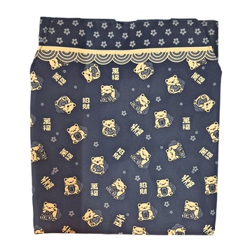 熊圓 萬福招財貓四口圍裙 100%聚酯纖維  顏色隨機  1個