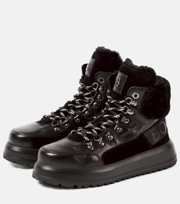 Bogner Shearling-trimmed leather boots