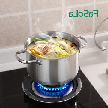 家用24cm雙耳304不銹鋼熬湯鍋燃氣鍋具電磁爐適用燒湯鍋燉鍋