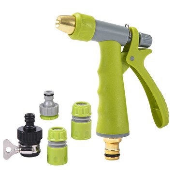 小麥購物 合金款園藝澆花洗車水槍5件裝 L501  1組  綠色