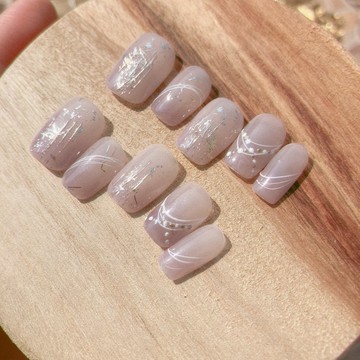 銀花 鏡面粉 手工美甲 手繪穿戴甲 Nail arts/Press on nails