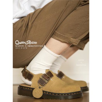 QUEENSTUDIO夏季馬丁靴半拖DR包頭真皮涼鞋厚底外穿勃博肯鞋男女