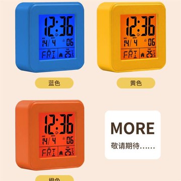 跨境爆品兒童學生床頭聲控夜光鬧鐘老人懶人聰明鐘帶溫度萬年歷鐘