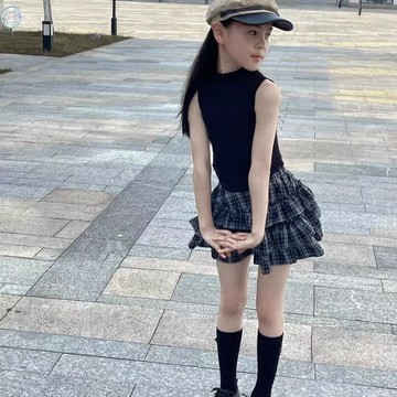 🌸YR🌸 女童半身裙 兒童裙子 女童公主裙 兒童韓系半身裙2026夏季新款格子裙百搭黑色背心甜酷短裙防走光