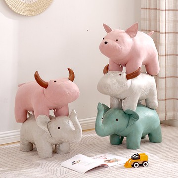 兒童實木矮凳卡通大象動物凳網紅凳子小板凳創意沙發凳家用換鞋凳