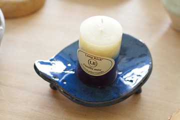 聖誕禮物 純手捏陶瓷皂盤(海曑藍花草紋)