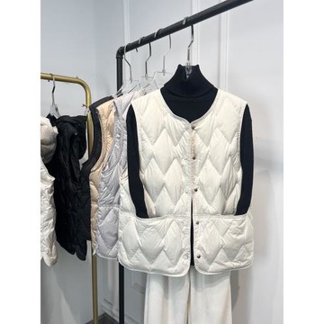 秋冬新款90白鴨絨羽絨服馬甲女坎肩背心圓領短款時尚內膽內搭外套