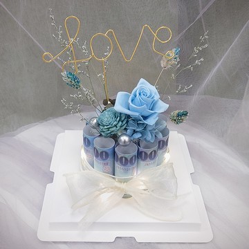 【KIRA與花花藝】LOVE款有錢花迷你蛋糕/天空藍/生日禮物/情人節禮物/永生花/蛋糕/有錢花/送禮