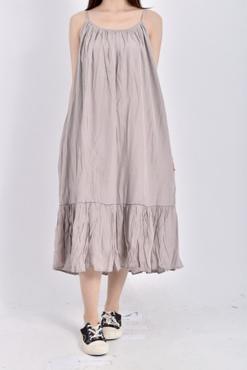 (L) 質感細肩帶杏色洋裝