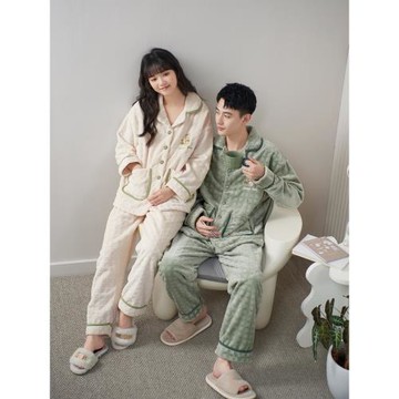 思莉太太情侶睡衣冬季珊瑚絨加厚加絨女秋冬款法蘭絨男士韓版套裝