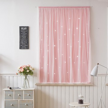 1.2*2.18米魔鬼氈貼式窗簾遮光公主風臥室免打孔安裝ins風