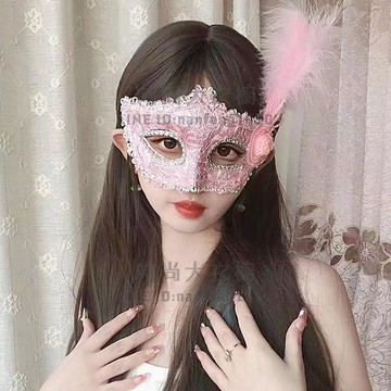 半臉公主愛莎羽毛面具女化妝舞會仙女古風舞臺表演萬聖節酒吧道具【時尚大衣櫥】