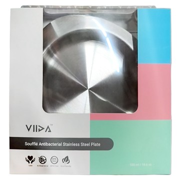 VIIDA 抗菌不鏽鋼餐盤 550ml 食品級矽膠盤蓋  湖水綠  1組