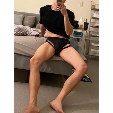 男士潮流三角內褲運動莫爾舒適顯大囊袋個性低腰性感提臀吊環底褲