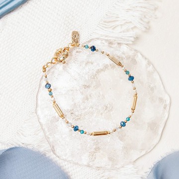 正能量 x 藍晶石 透灰石 海藍寶 珍珠 天然石【粉蝶花願望】手鍊