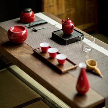 陶瓷茶壺霽紅釉帶過濾孔泡茶壺小單壺茶壺茶杯功夫茶具家用泡茶器