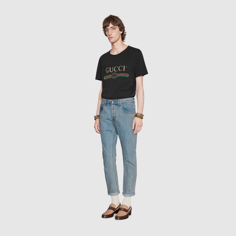 GUCCI ロゴ ウォッシュドオーバーサイズ Tシャツ | LINEショッピング