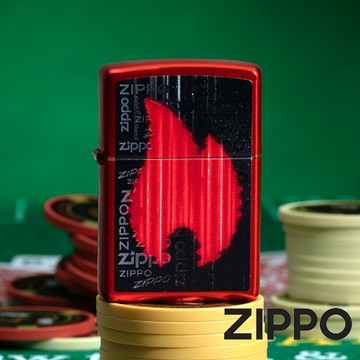 ZIPPO Zippo Design 金屬紅色火焰標誌防風打火機