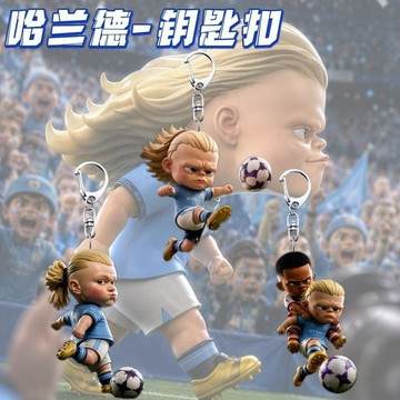 破盤下殺🌹世界杯⚽️哈蘭德掛件鑰匙扣 足球球星掛件 惡搞掛件 哈蘭德世界盃足球周邊亞克力球星掛件可愛卡通鑰匙扣創意書包