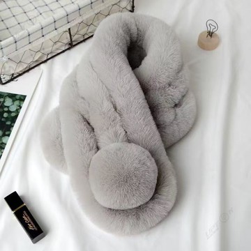 韓版冬季加厚毛絨圍巾可愛保暖仿兔毛皮草三管圍脖時尚百搭女毛領