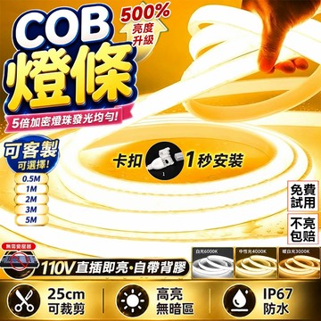 隔日達🔥led燈條 高亮燈條 110v高壓COB燈條 戶外防水燈條 柔性燈條 軟燈條 柔性燈條 25CM/剪288燈