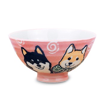 [堯峰陶瓷]日本美濃燒 柴犬毛料碗 (藍色/橘紅色) | 親子飯碗 | 輕食族適用