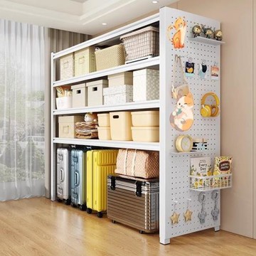 家用貨架置物架多層落地陽臺雜物整理儲藏行李箱收納下空角鋼架子